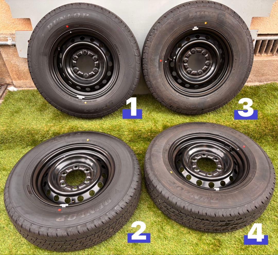 トヨタ ハイエース 新車外し DUNLOP SP175N ホイールセット 4本