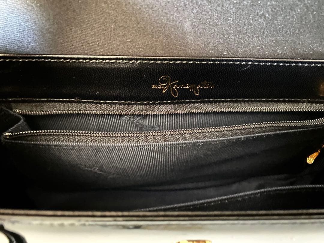 銀座かねまつ　ブラック　エナメル　フォーマル　パーティー　バッグ