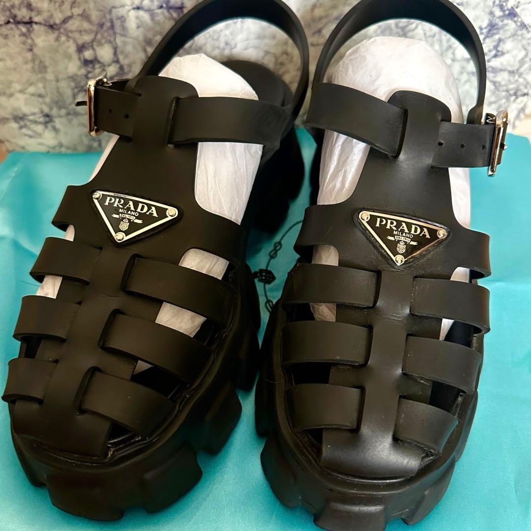 大幅値下げ！【PRADA/プラダ】 ラバーサンダル 38サイズ/箱あり/即購入可