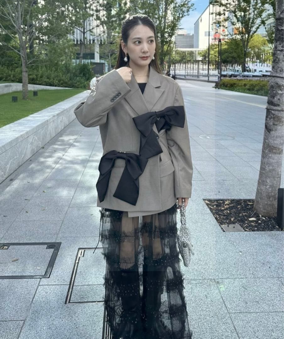 niana ANDRESD フォーリボンラバージャケット ベージュ M リボン