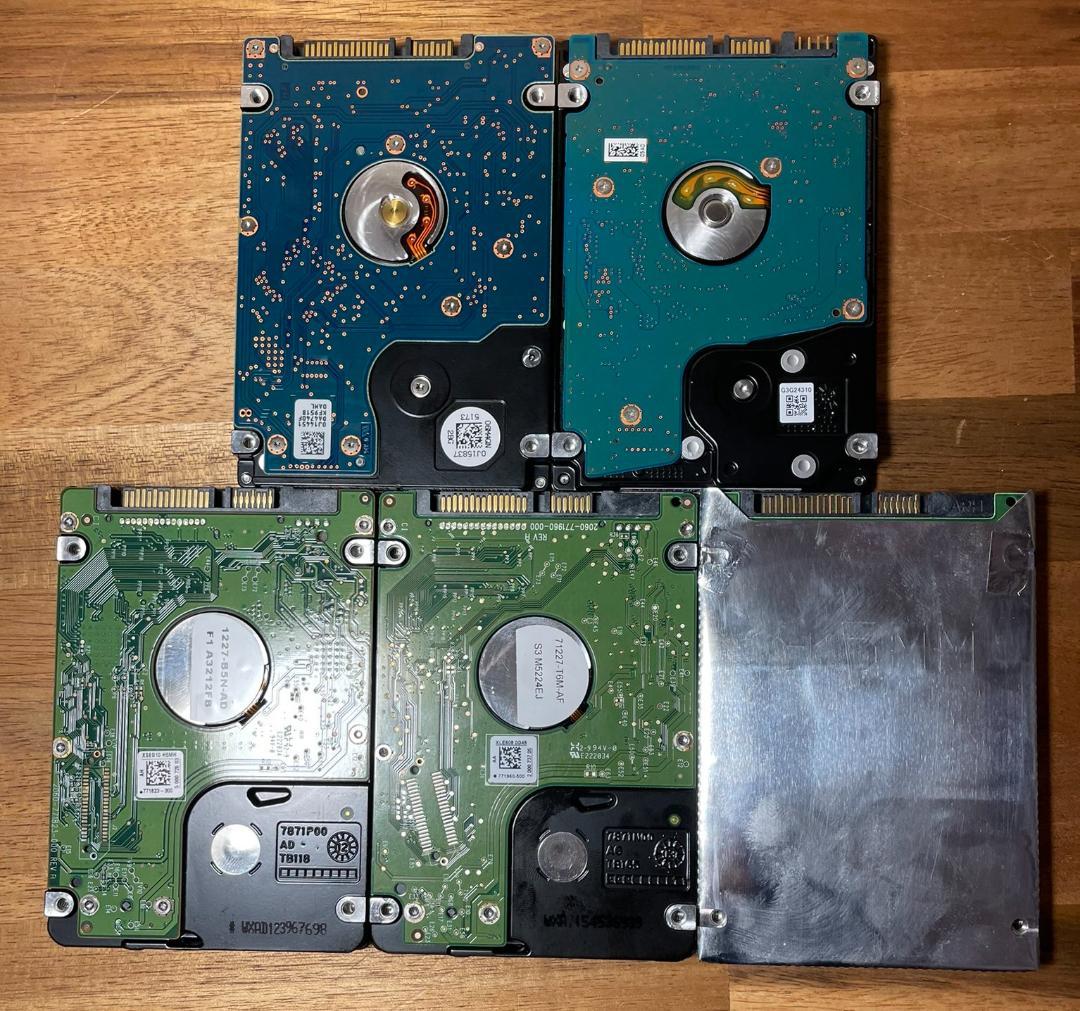 5枚セット WDC 東芝 HGST 2.5インチ HDD 1TB 厚さ9mm