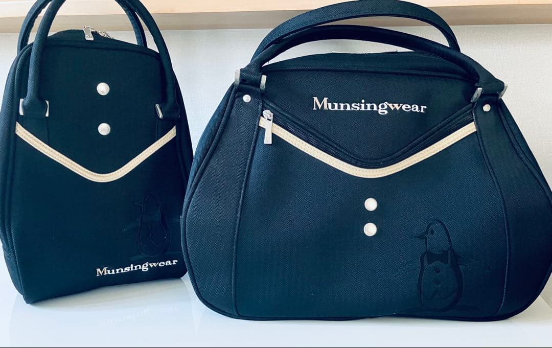 Munsingwear ボストンバッグ シューズケース 2個セット ブラック