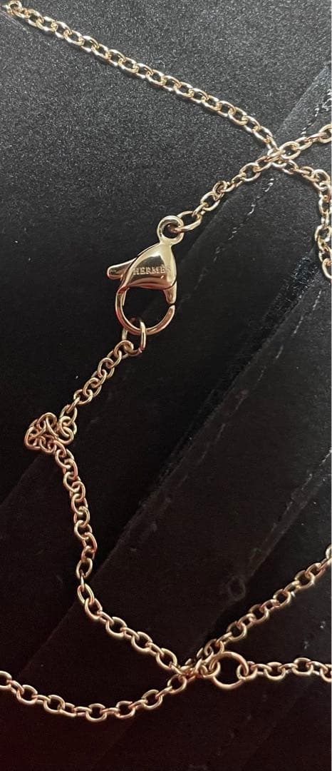 HERMES オーマイヨン　エルメス　ネックレス　ブラック×ピンクゴールド