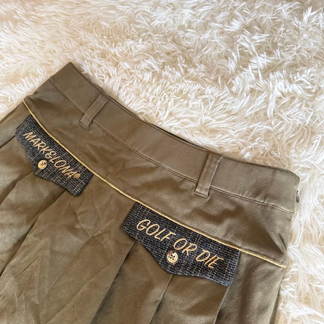 美品✨マークアンドロナ　プリーツ　スカート　ゴルフウェア　Lサイズ　カーキ