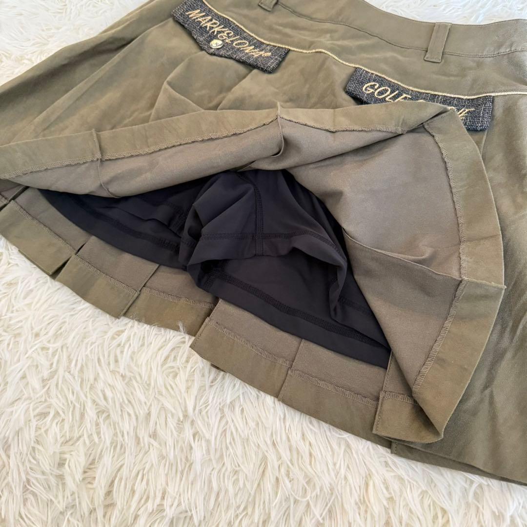 美品✨マークアンドロナ　プリーツ　スカート　ゴルフウェア　Lサイズ　カーキ