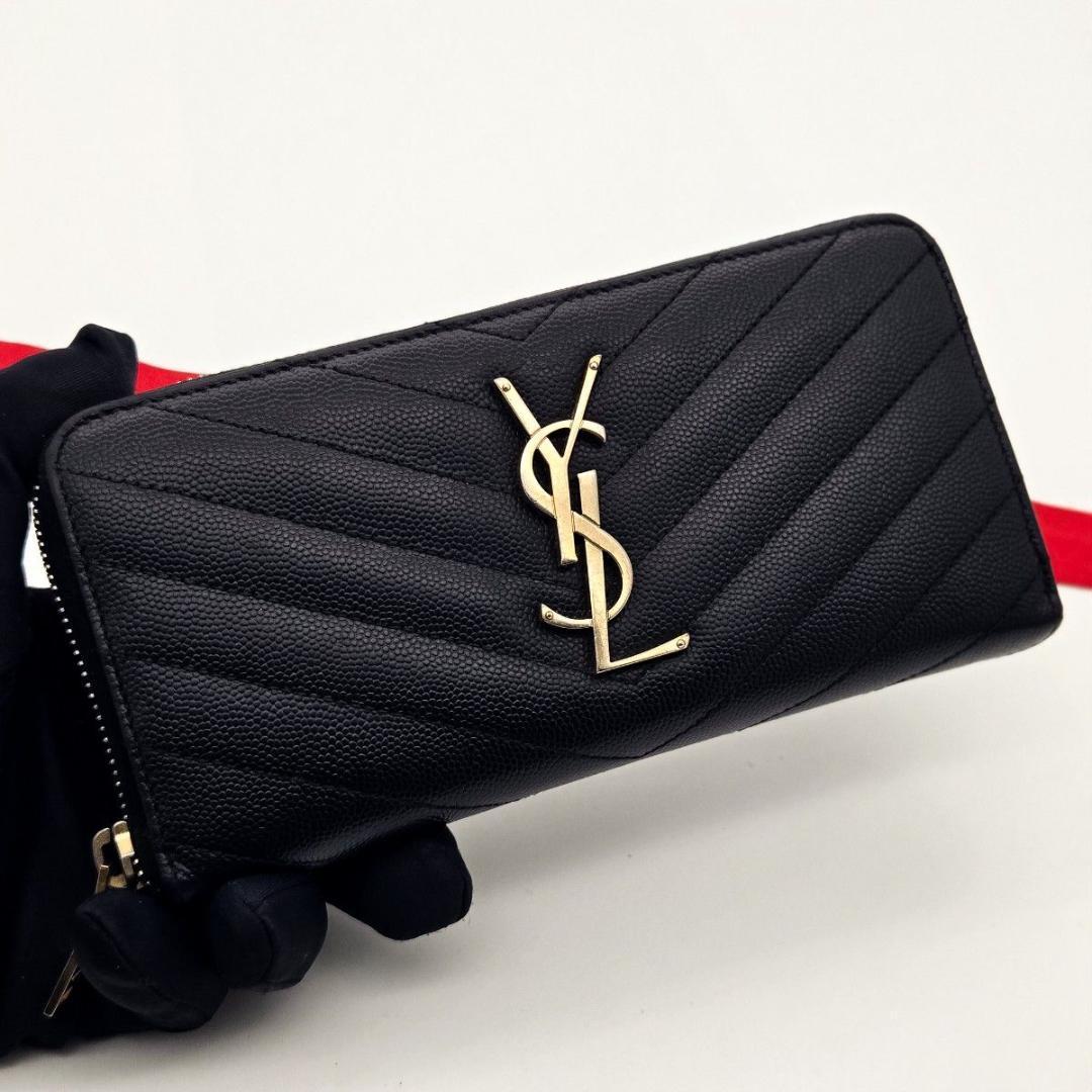 サンローラン 長財布 YSL カサンドラ ラウンドファスナー A601 Vステ