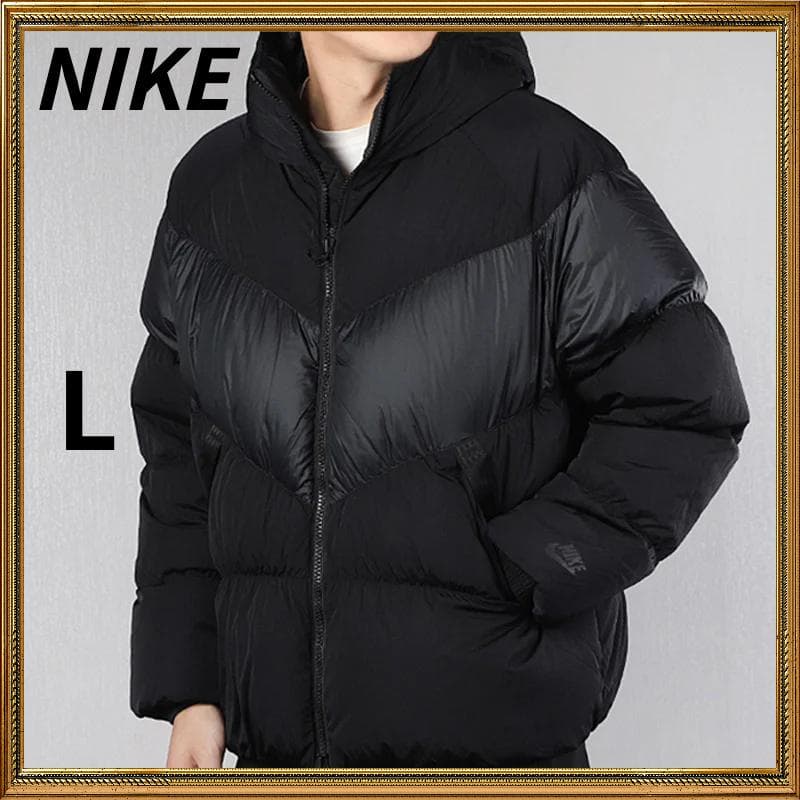 NIKE フード付き ブラック ダウンジャケット L