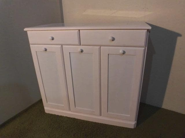 【展示品・新品】天然木大容量ダストボックス（3分別）ペール２５ℓ【ホワイト】