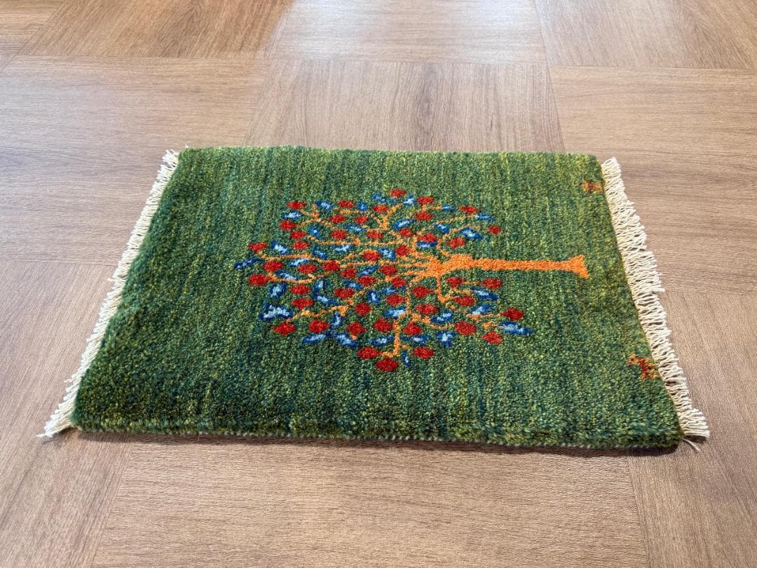 ギャッベ ペルシャ絨毯 61x44cmcm ギャベ 玄関 カシュクリ手織りラグ