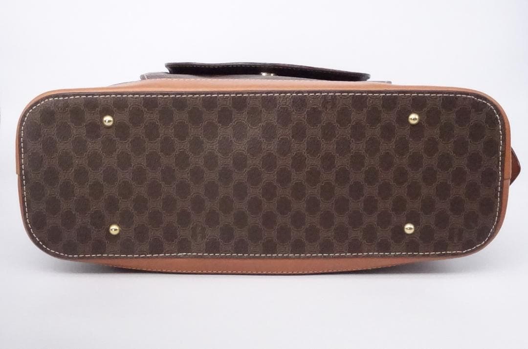 CELINE セリーヌ マカダム ハーフムーン ハンドバッグ ブラウン