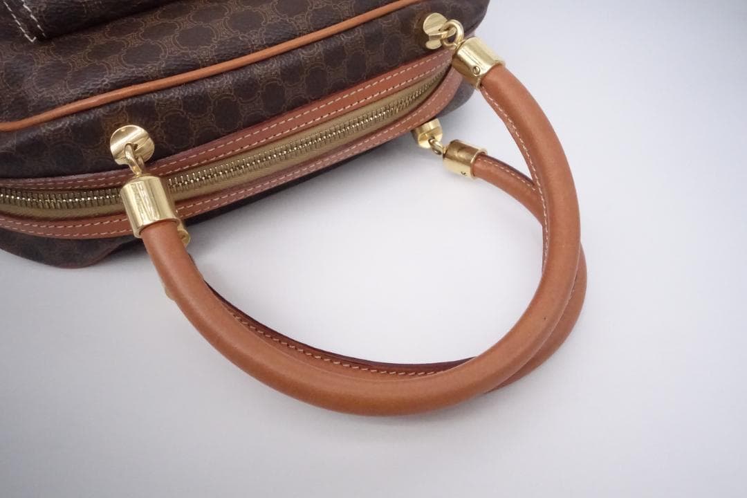 CELINE セリーヌ マカダム ハーフムーン ハンドバッグ ブラウン