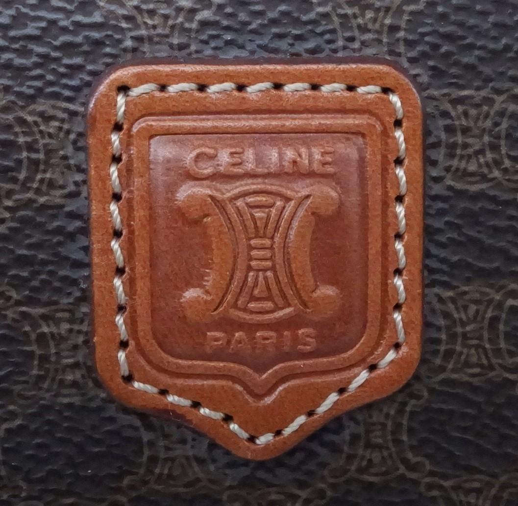 CELINE セリーヌ マカダム ハーフムーン ハンドバッグ ブラウン