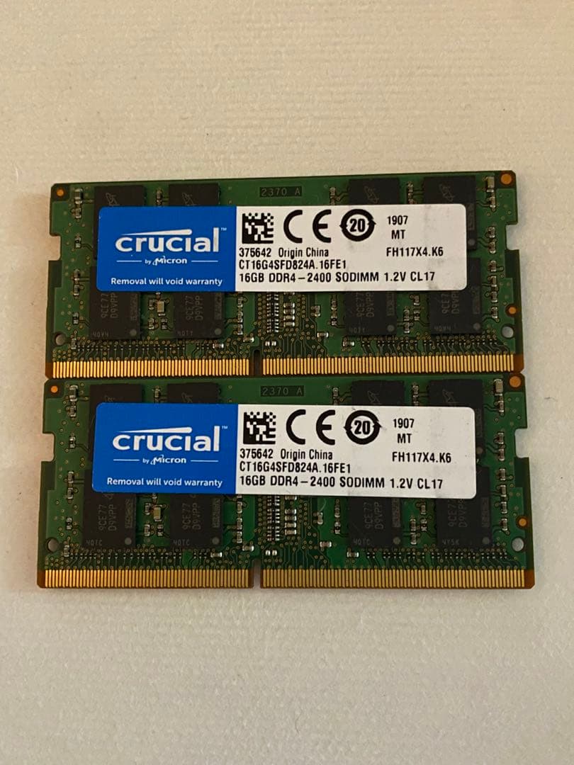 メモリー crucial(16GBx2)DDR4 2400MHz SODIMM 32GB