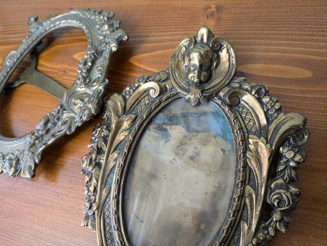 フランス、アンティーク、フォトフレーム、エンジェル、額
