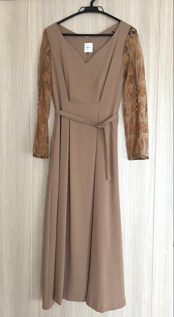 【美品】Ameri vintage DRESS ベージュ　ベルト付き