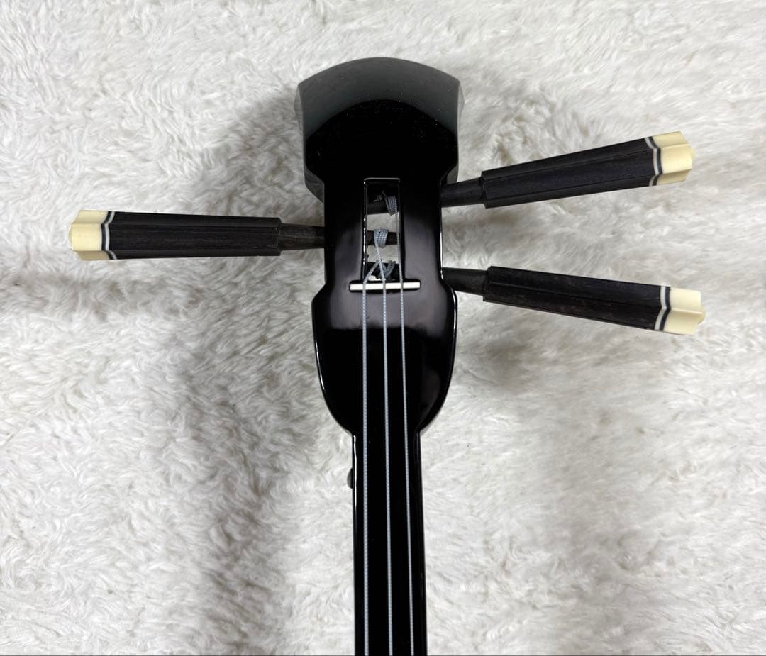 沖縄 三線 本蛇皮 黒漆 三味線 ケース付