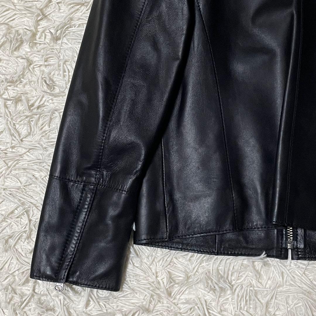 【KKK.】23区 ノーカラー レザージャケット 羊革 32 XXS