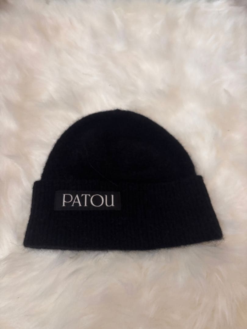 PATOU 黒 ニット帽 ビーニー