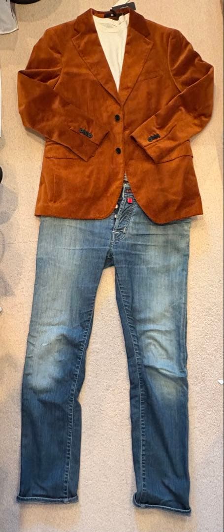 【新品4.5万】バナナリパブリック　オレンジ ベルベットジャケットLサイズ