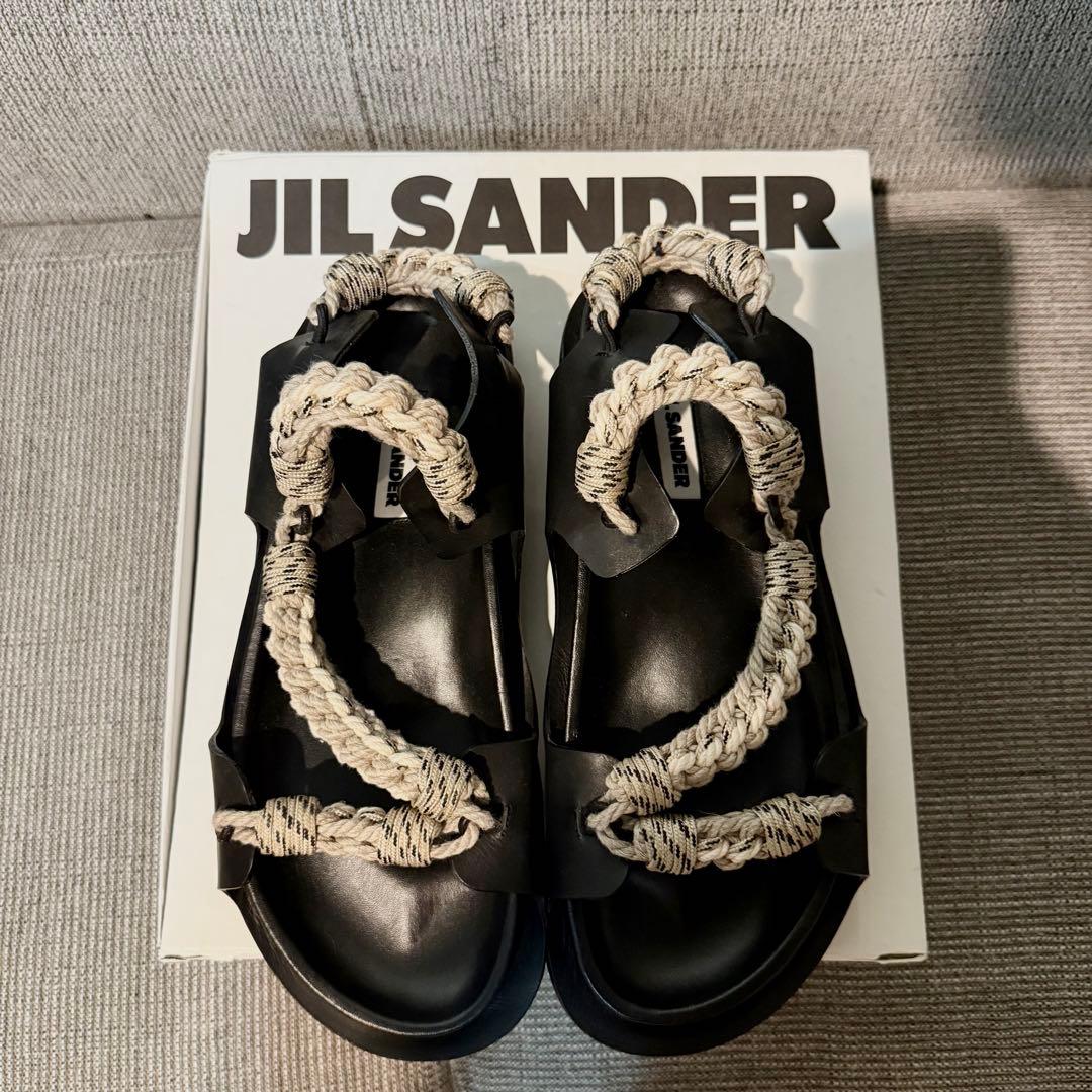 早い者勝ち【2025年モデル】JILSANDER ブラックレザーロープサンダル￼