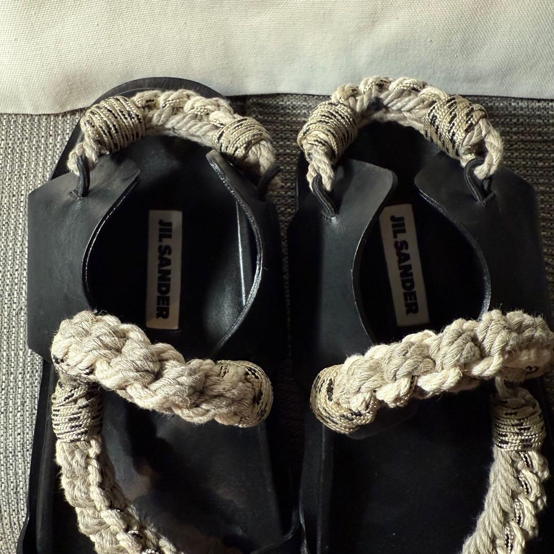 早い者勝ち【2025年モデル】JILSANDER ブラックレザーロープサンダル￼