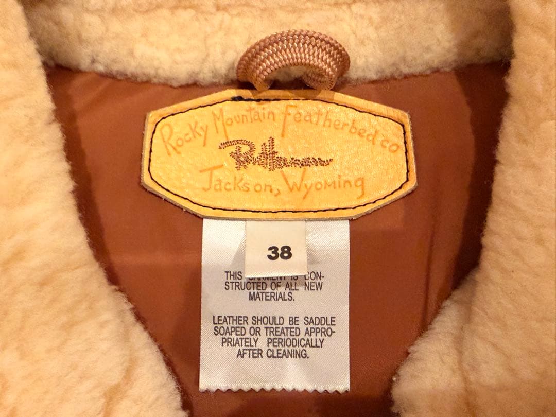 Ron Herman別注 ロッキーマウンテンMダウンベスト レザー×シープ襟38