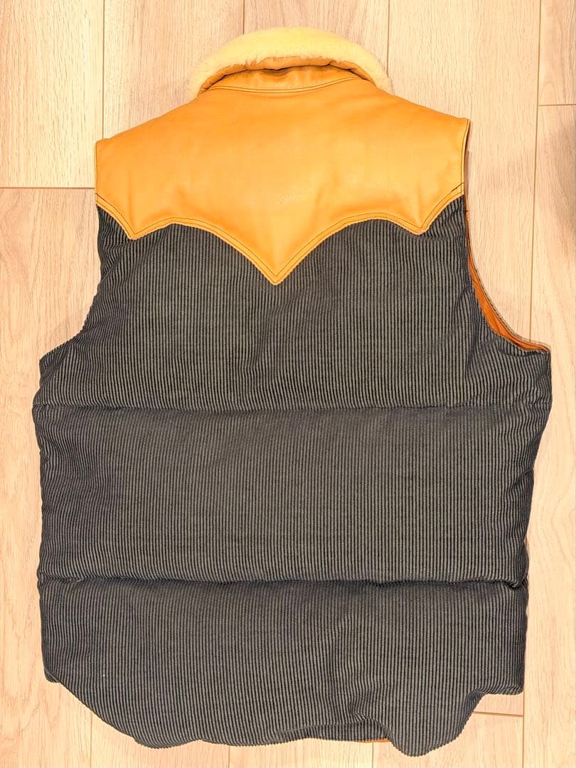 Ron Herman別注 ロッキーマウンテンMダウンベスト レザー×シープ襟38