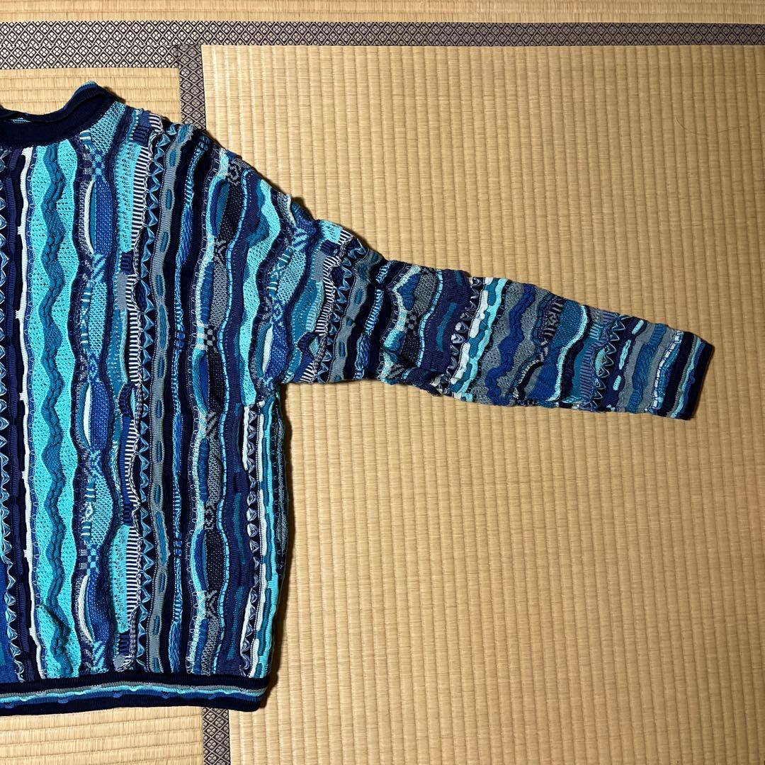 90s Coogi クージー ニットポロ L ブルーミックス