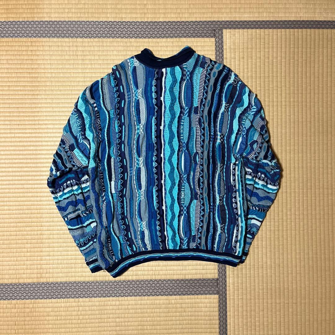 90s Coogi クージー ニットポロ L ブルーミックス