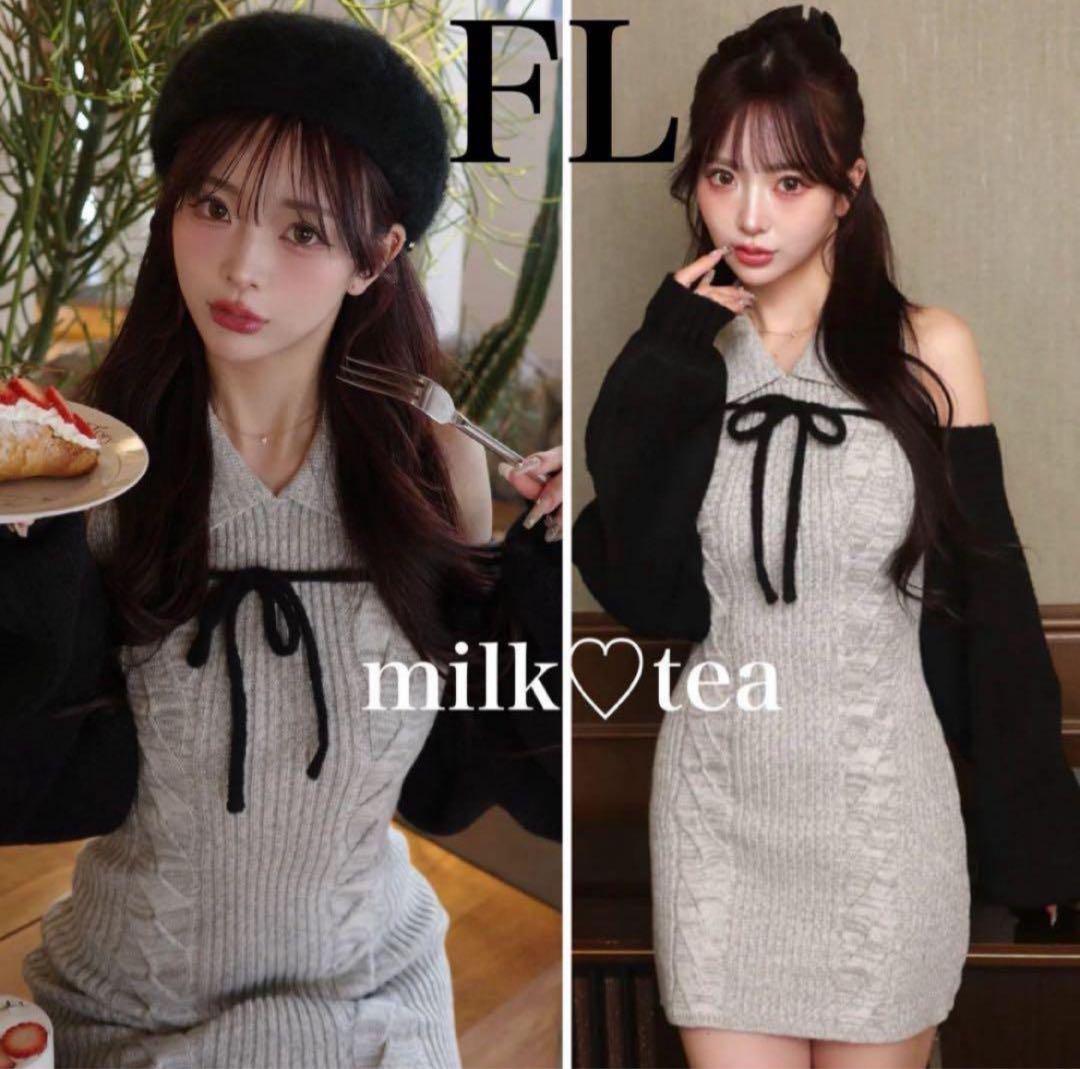 新品タグ付 ダーリッチ ショートボレロニットミニワンピース FLサイズ グレー