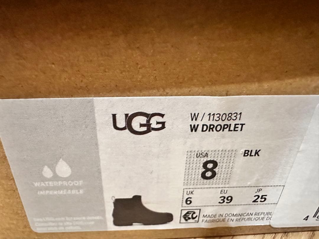 UGG ブラック レインサイドゴアショートブーツ 25cm