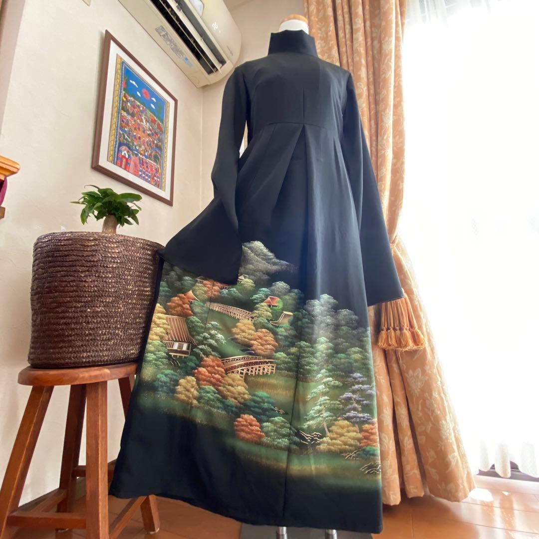 【着物リメイク】フォーマル バックリボン　ワンピースドレス