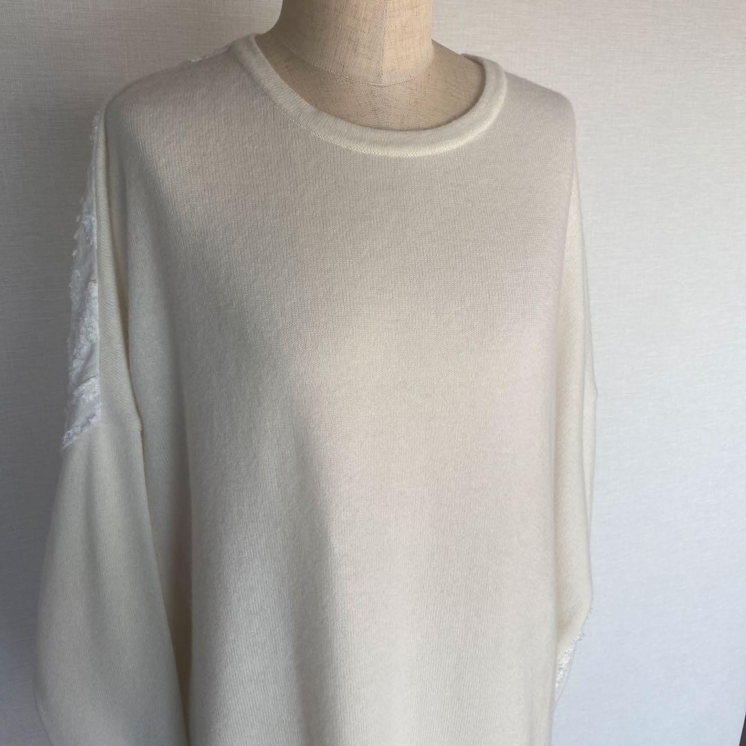 BEARDSLEY（ビアズリー） うしろジャガード ニットチュニック ホワイト