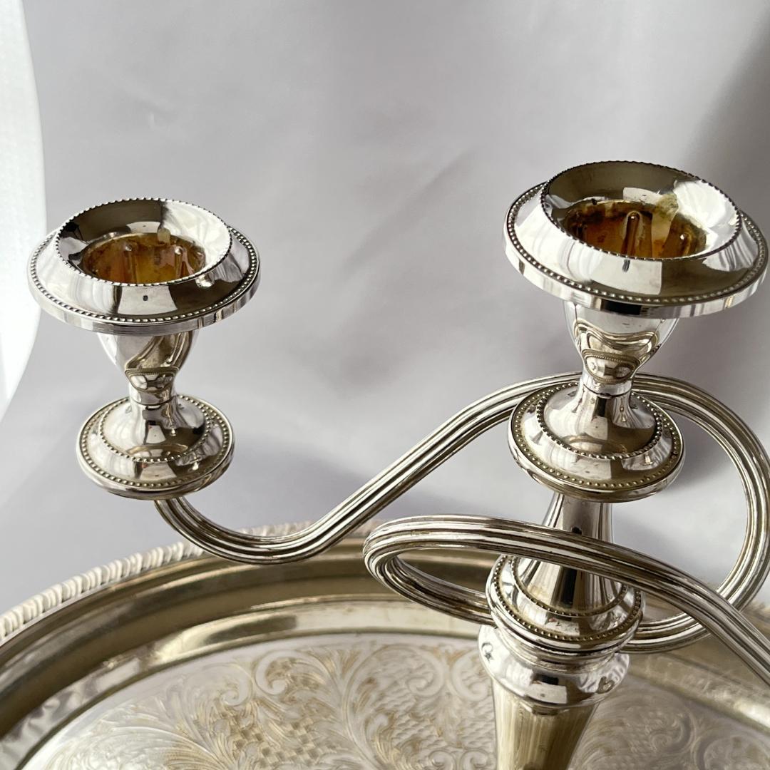 【英国】 パールのキャンドルスタンド トリプルホルダー【シルバープレート】