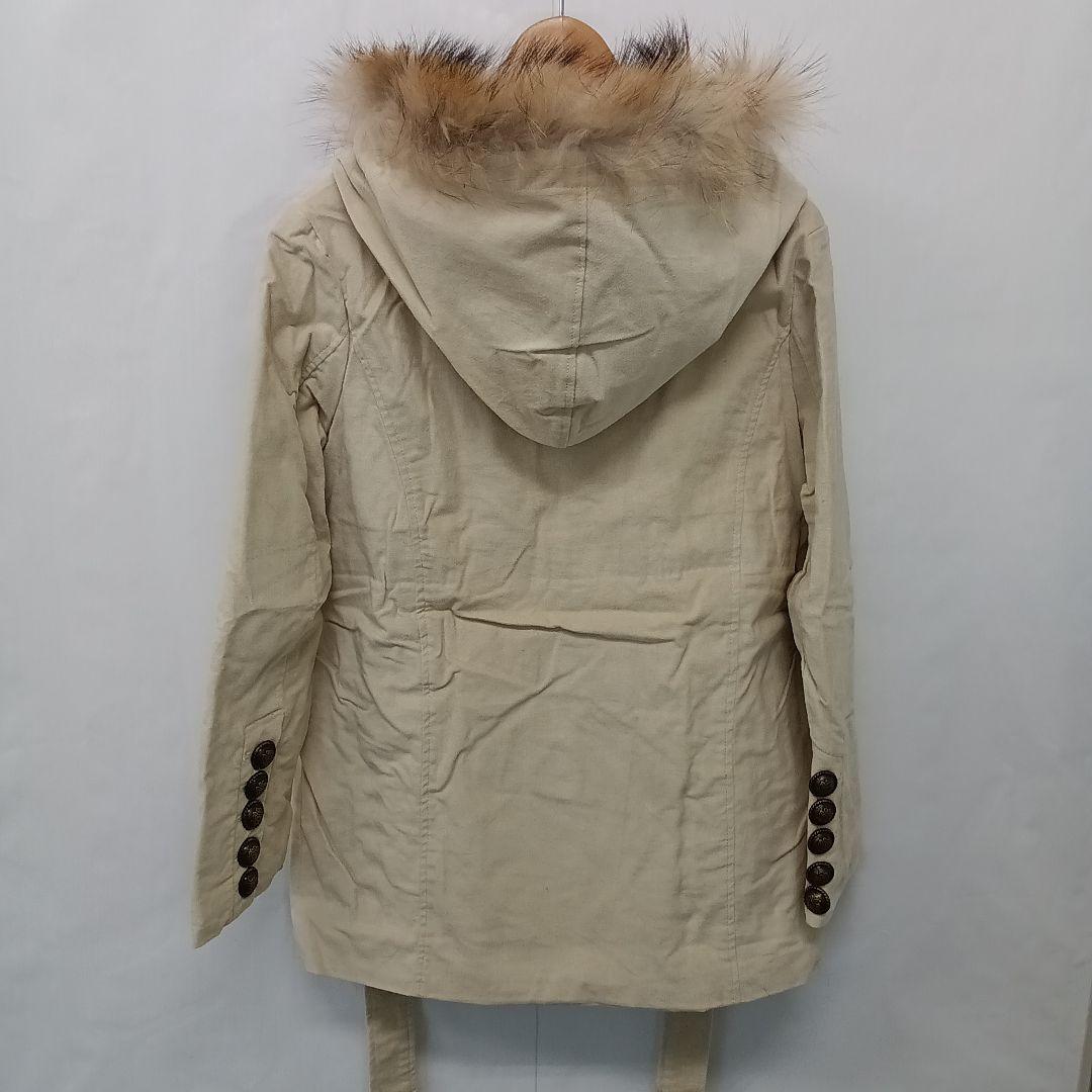 【新品タグ付き】d.i.a ベージュ ファー付きダブルブレストコート