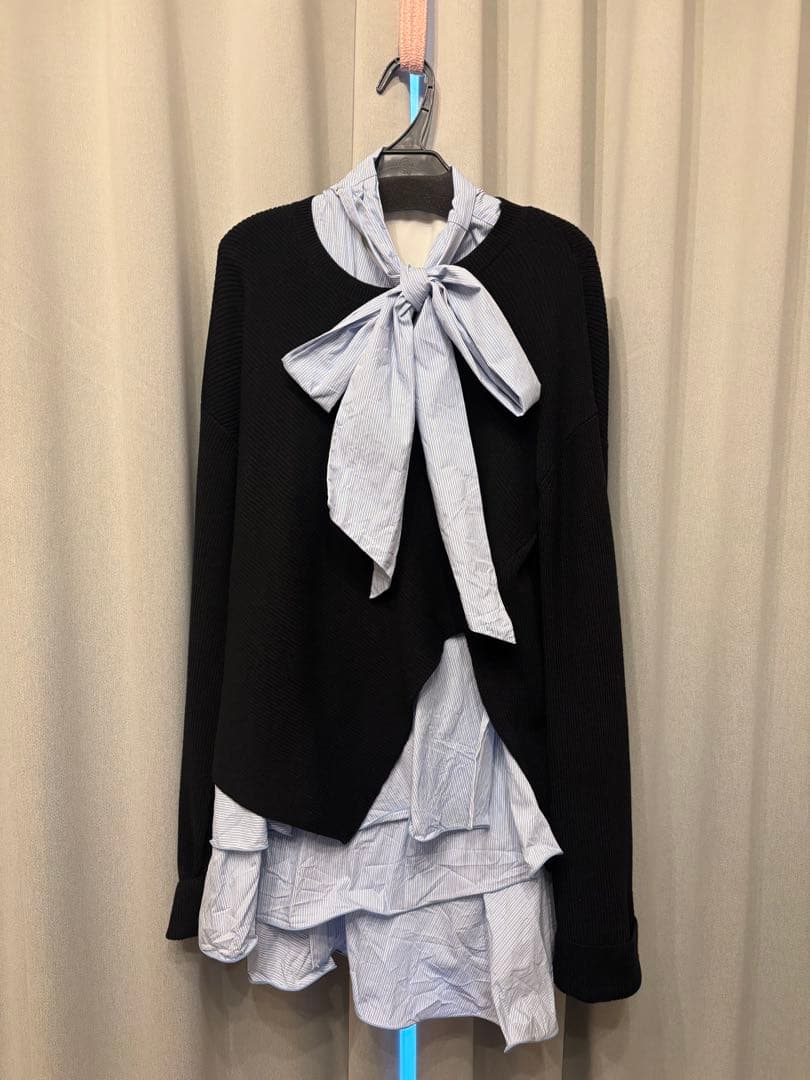 FRAY I.D. リボンタイコンビニットチュニック フレイアイディー BLK