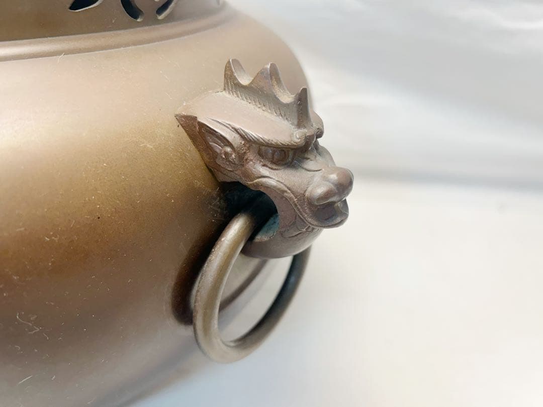 美品 茶道具 唐銅鬼面風炉 真形釜添 野々田製電熱器 敷板3点セット 紙箱