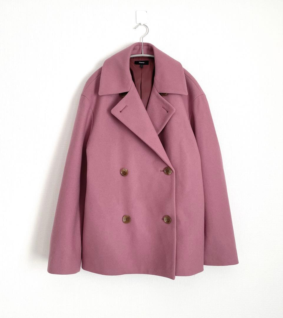 Theory セオリー ラムウール メルトン ピーコート ピンク Pコート