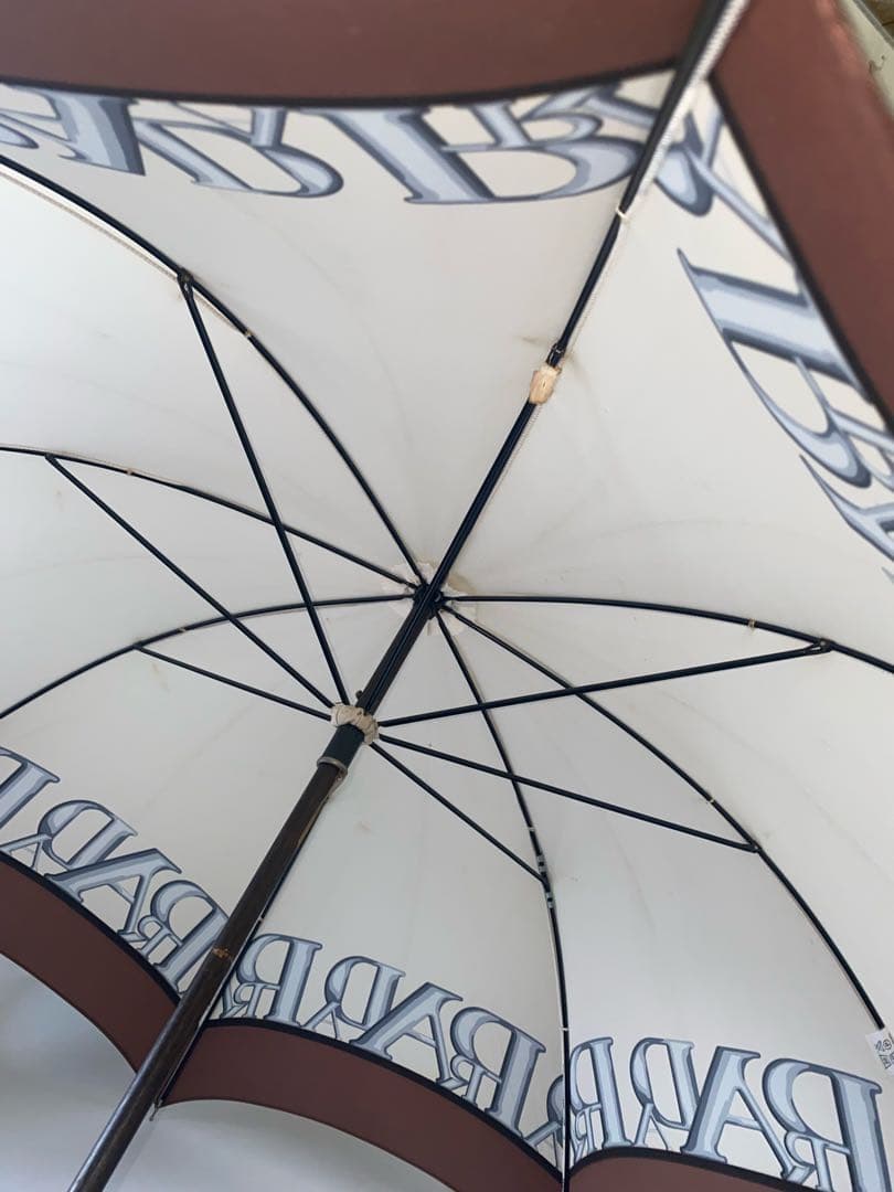 PRADA 長傘 ホワイト系・ブラウンLOGOプリント柄長さ92com