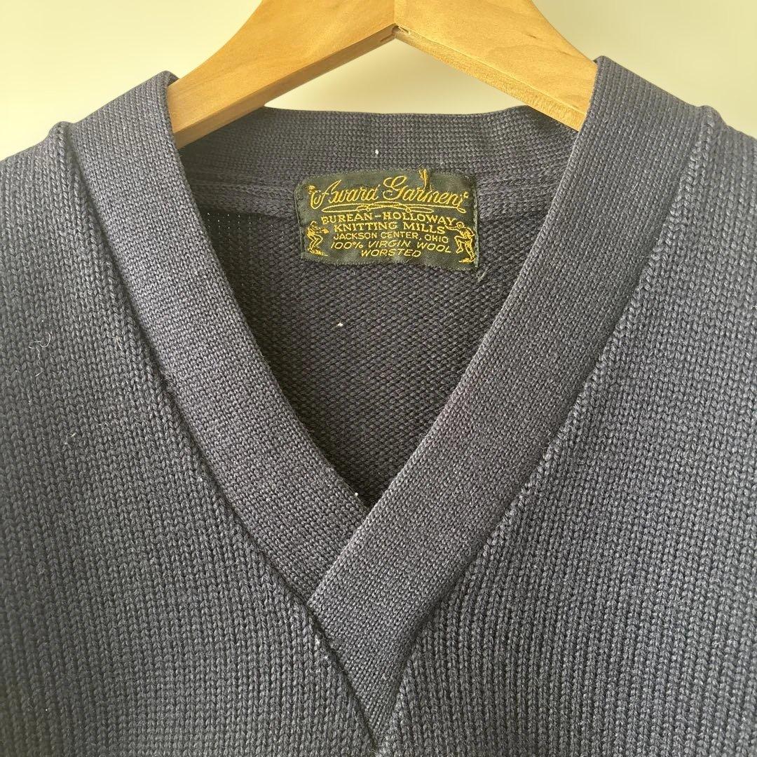 50.s ヴィンテージ　レタードセーター　ネイビー