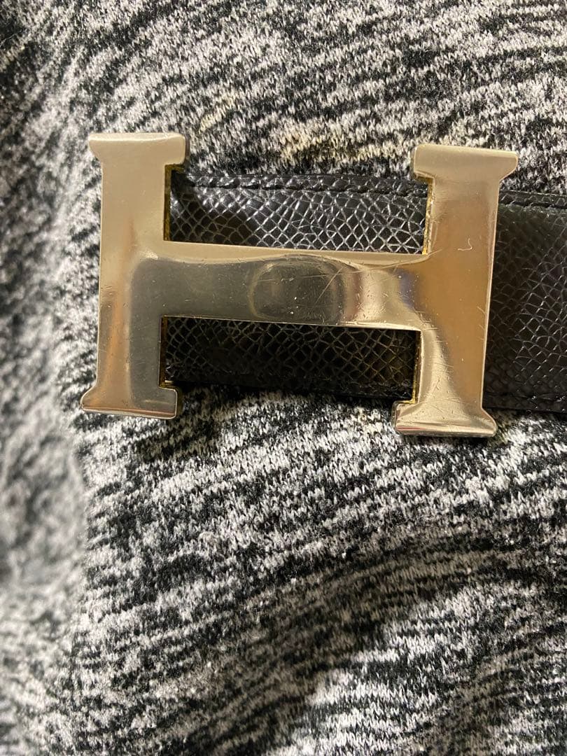 HERMES H型バックル ブラックレザーベルト