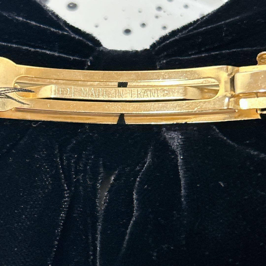 アルクサンドルドゥパリ バレッタ リボン ベルベット 黒 ブラック ロゴ