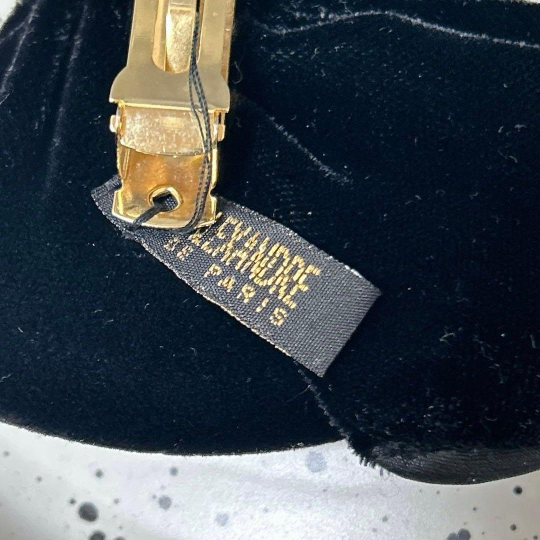 アルクサンドルドゥパリ バレッタ リボン ベルベット 黒 ブラック ロゴ