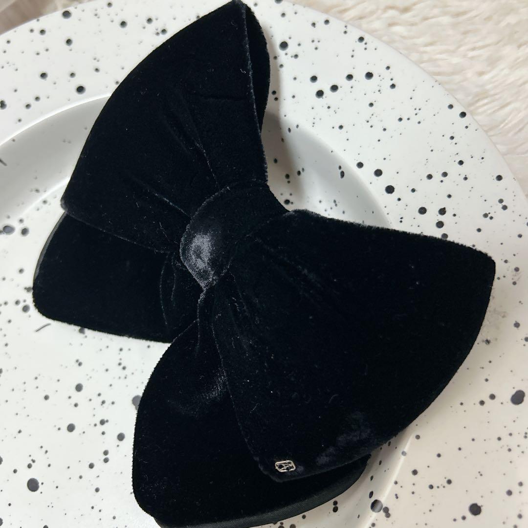 アルクサンドルドゥパリ バレッタ リボン ベルベット 黒 ブラック ロゴ