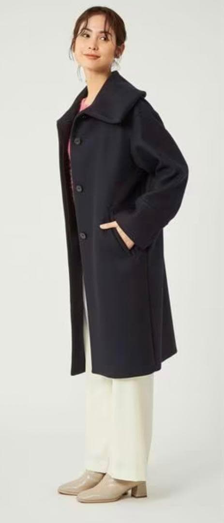 ユナイテッドアローズ レディース メルトンビックカラーコート M ネイビー