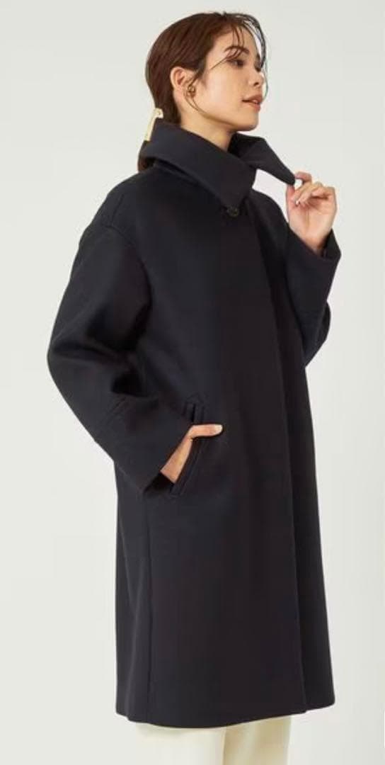 ユナイテッドアローズ レディース メルトンビックカラーコート M ネイビー