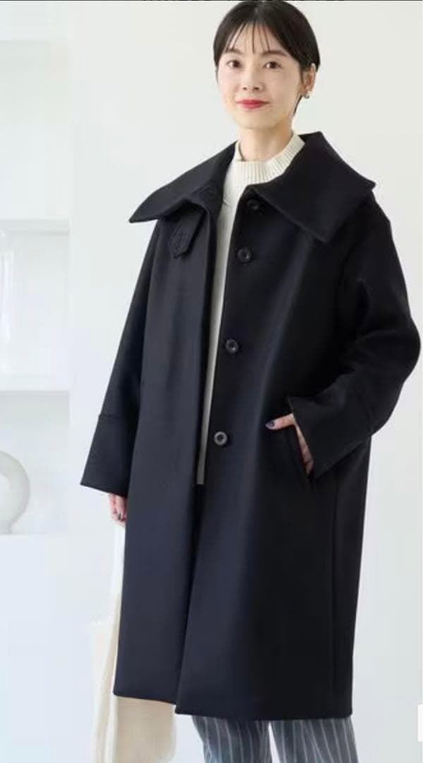 ユナイテッドアローズ レディース メルトンビックカラーコート M ネイビー