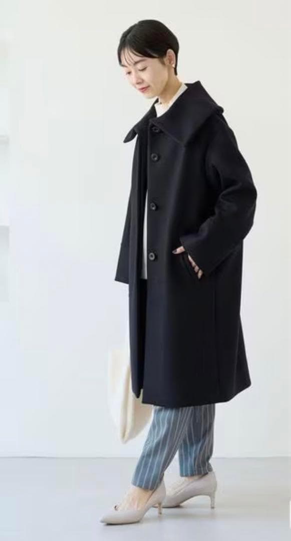 ユナイテッドアローズ レディース メルトンビックカラーコート M ネイビー