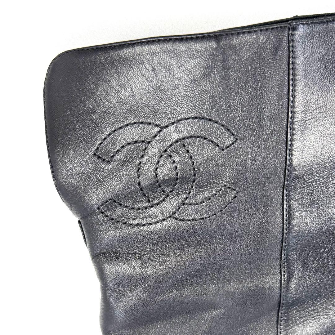 【CHANEL】シャネル（23.5cm）ニーハイブーツ ココマーク ラムスキン