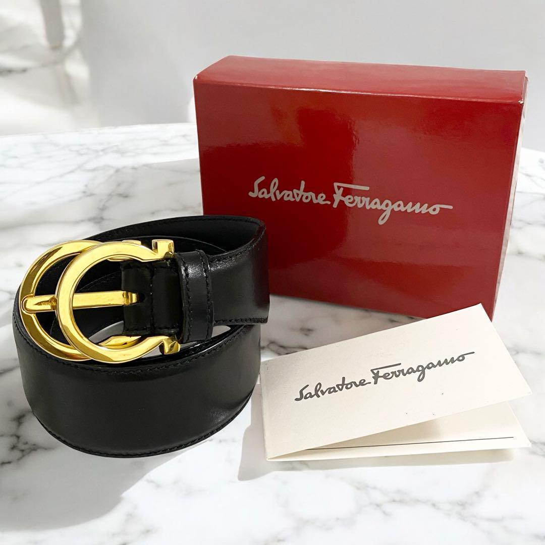 ✨美品✨フェラガモ ガンチーニ バックル ブラック ゴールド金具 箱あり